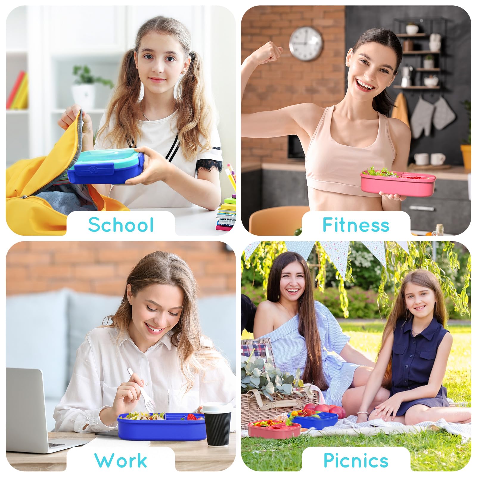TIME4DEALS portable bento box ideal for school, work, and picnics.