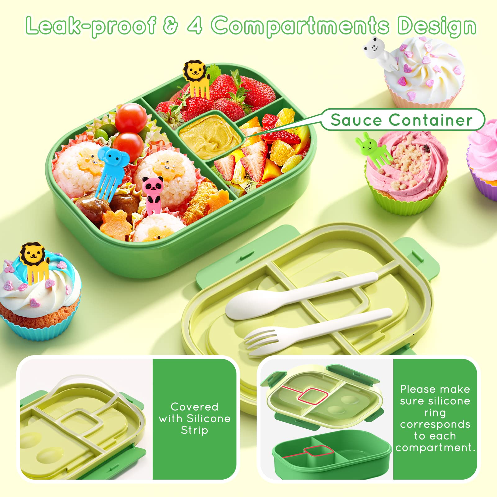 TIME4DEALS Bento with cutlery set for convenient, on-the-go meals.