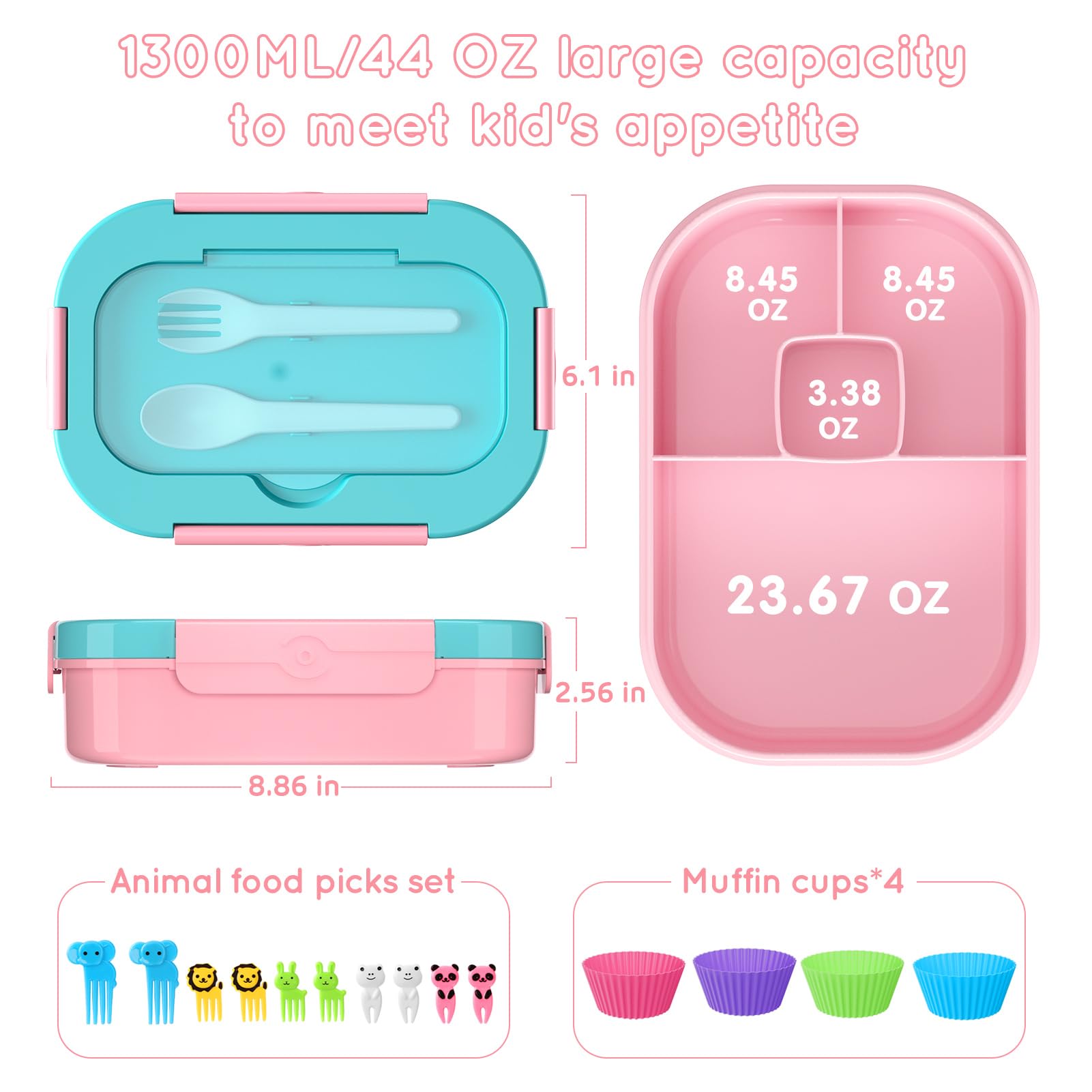 TIME4DEALS lunch box features kid-friendly latches for easy opening