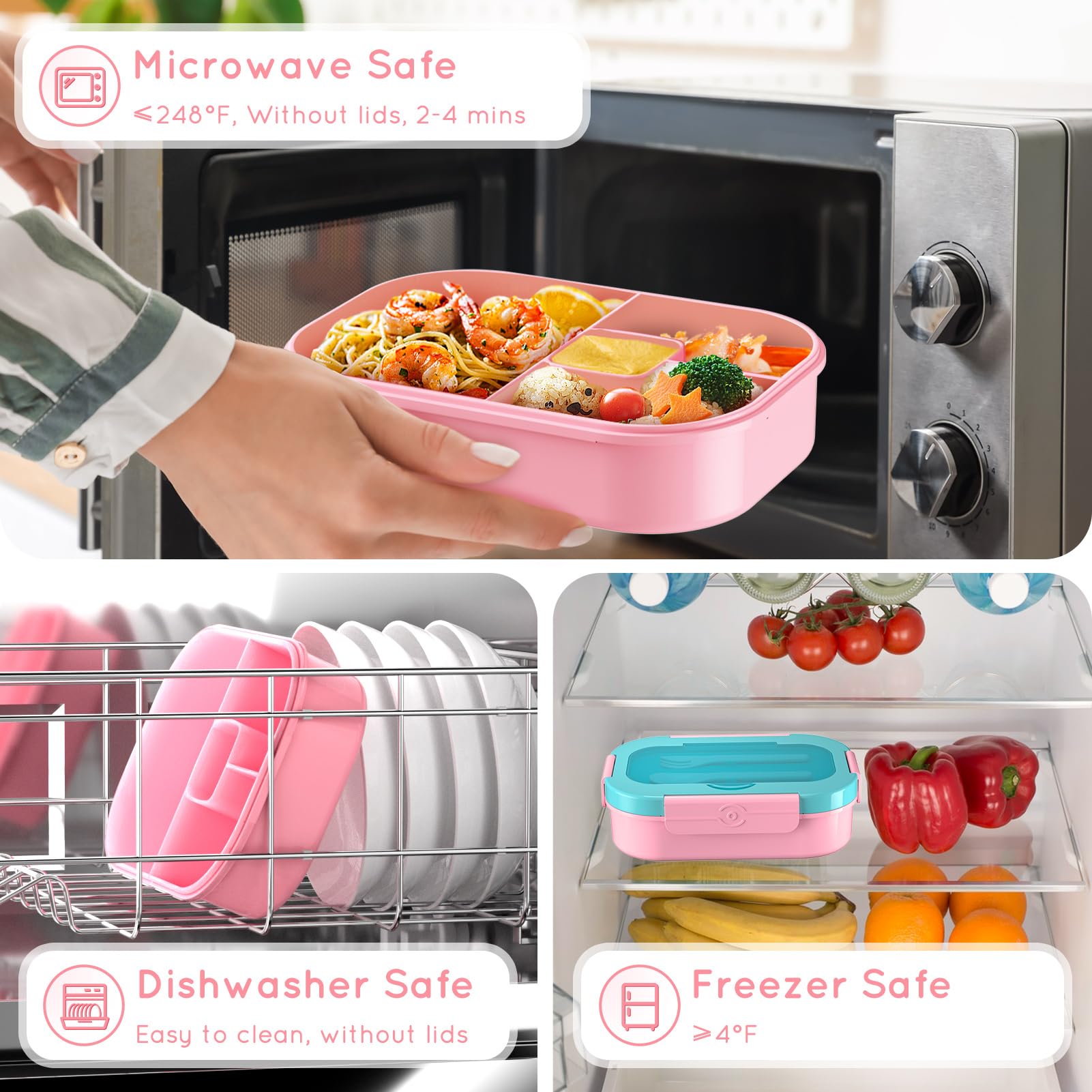 TIME4DEALS microwave-safe lunch box allows quick reheating (lid off)