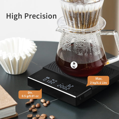 TIMEMORE Coffee Scale Basic 2.0 tare and reset function in action