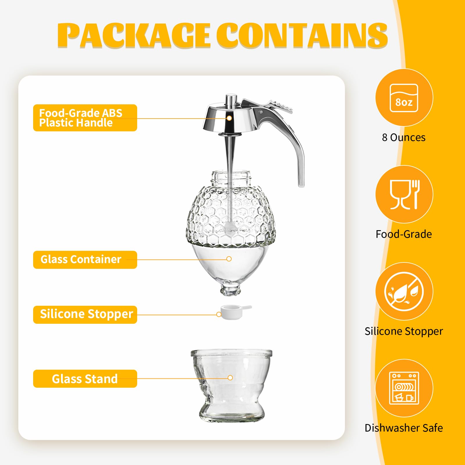 Timtopno 8oz dispenser with airtight stopper preserves honey freshness during use