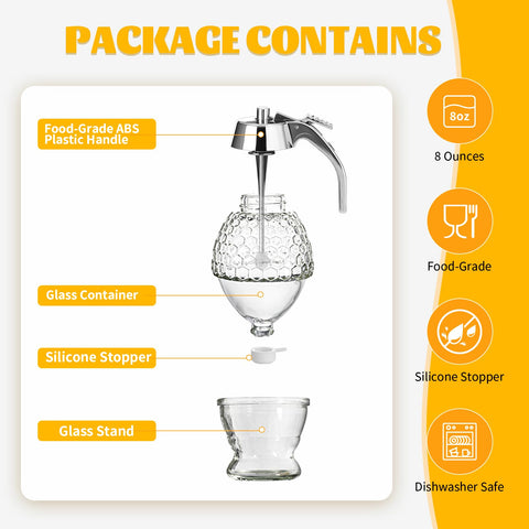 Timtopno 8oz dispenser with airtight stopper preserves honey freshness during use