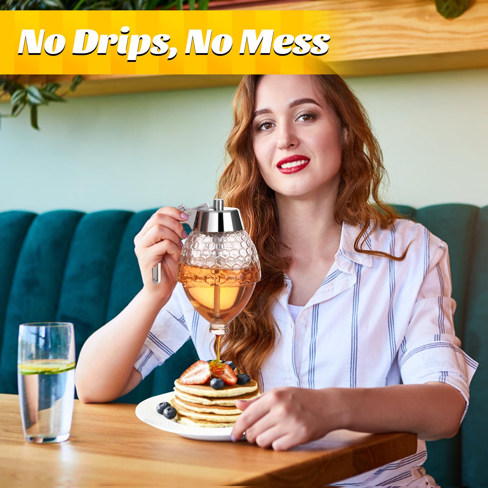 Timtopno honeycomb glass dispenser showcases elegant design for table-ready syrup