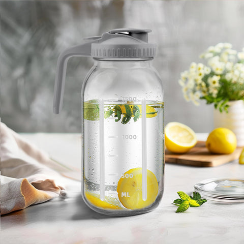 Tinaforld fridge storage glass pitcher set for organized cold drinks.