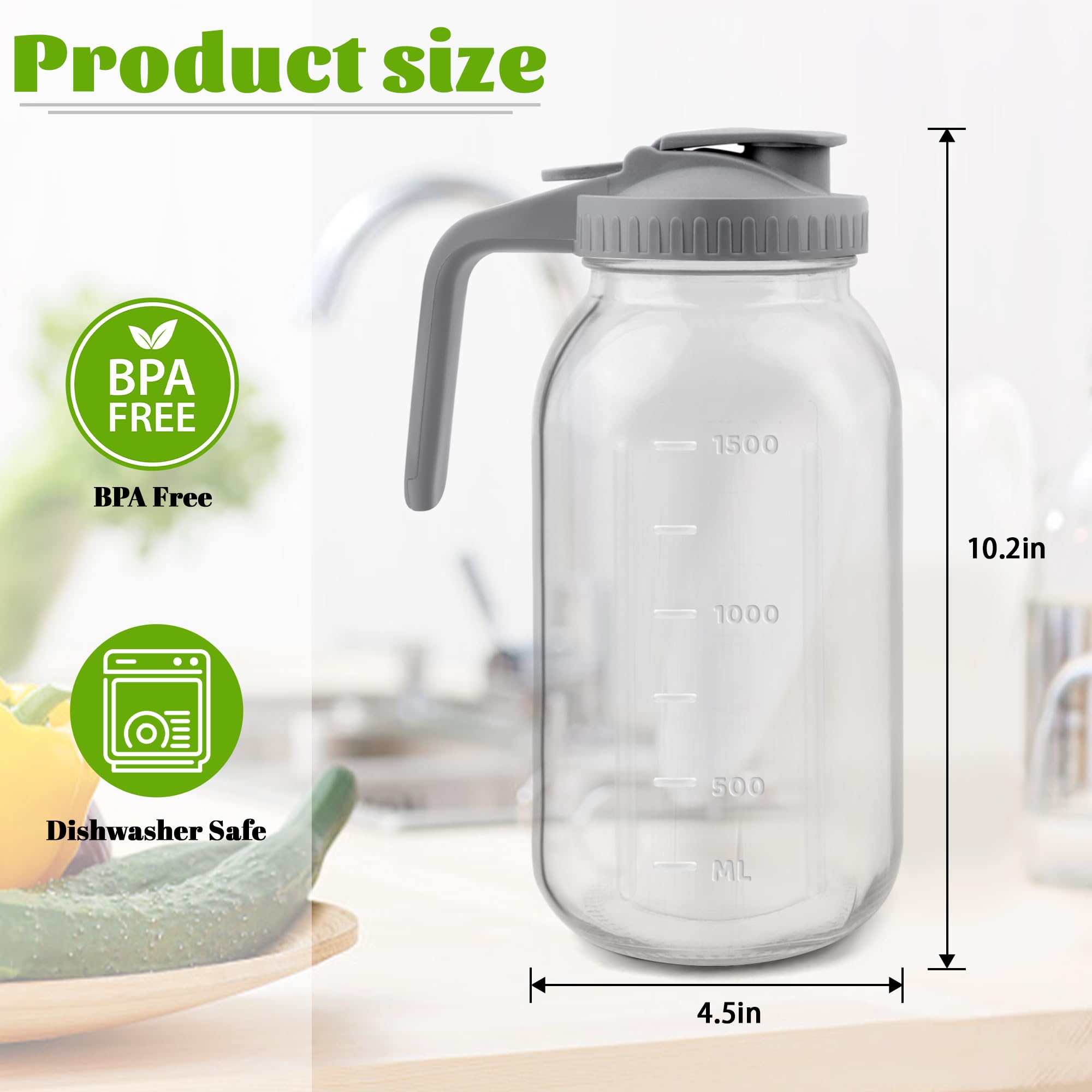 Tinaforld rotating lid glass pitcher for smooth, mess-free pouring.