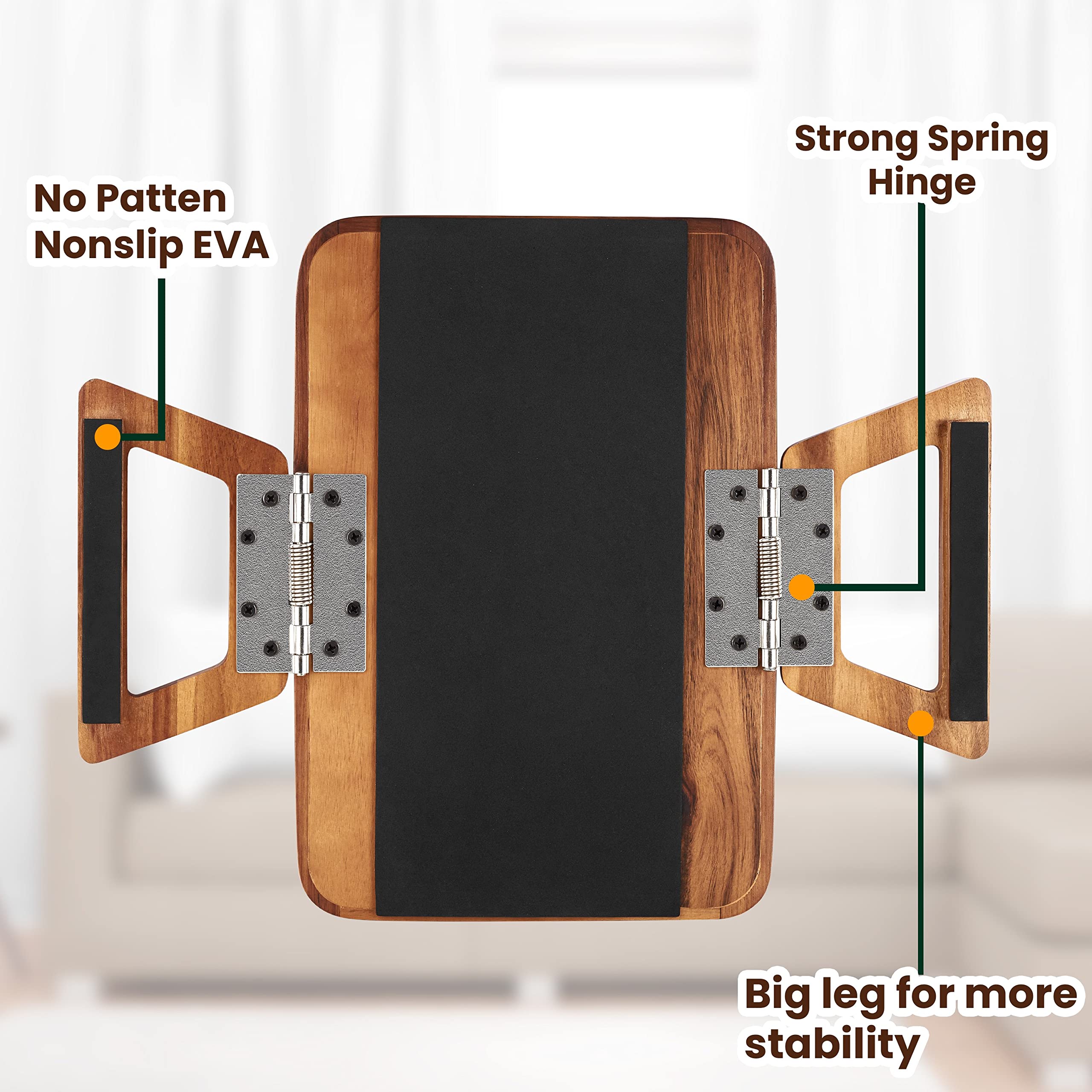 Tinamo acacia clip-on tray on couch arm for compact living spaces.