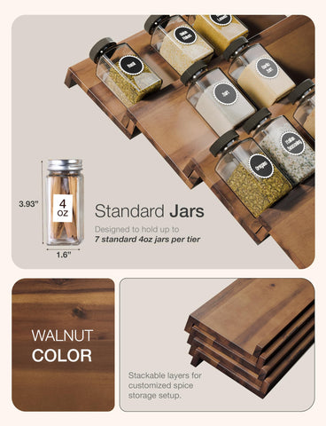 Tinamo Acacia drawer insert highlights tiered design and label visibility.
