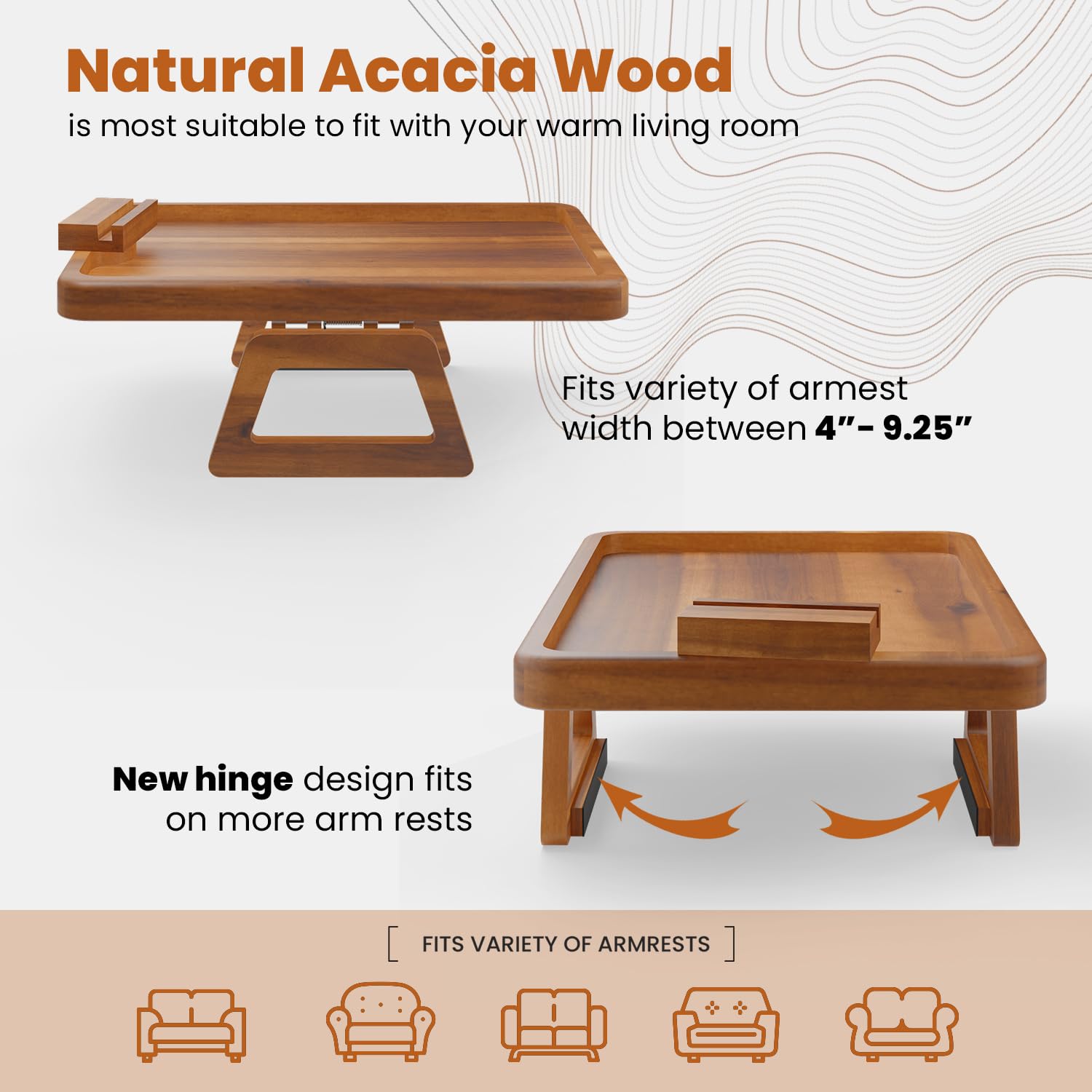 Tinamo non-slip pads protect furniture and stabilize the tray