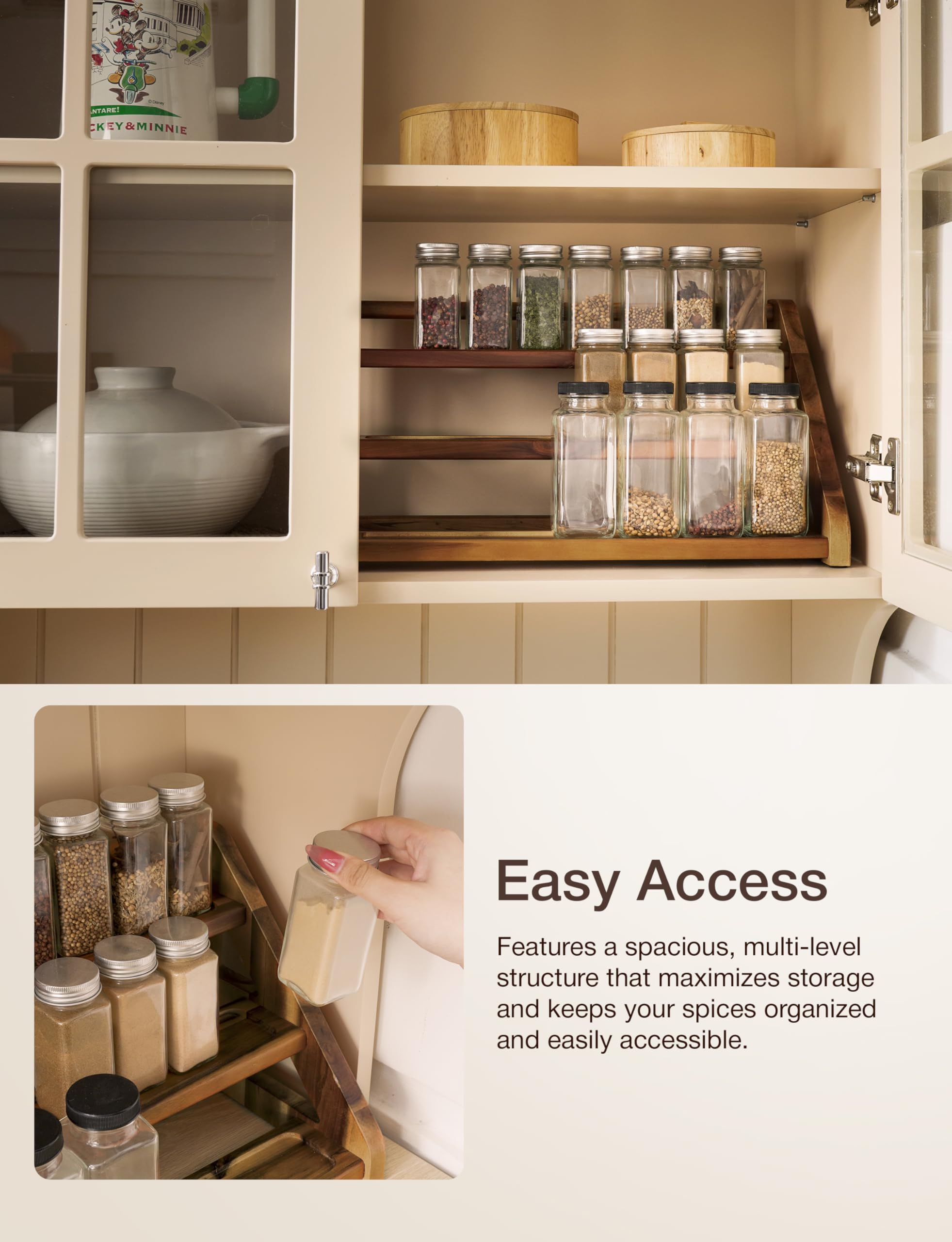 Tinamo spice organizer pantry shelves neatly store jars and seasonings