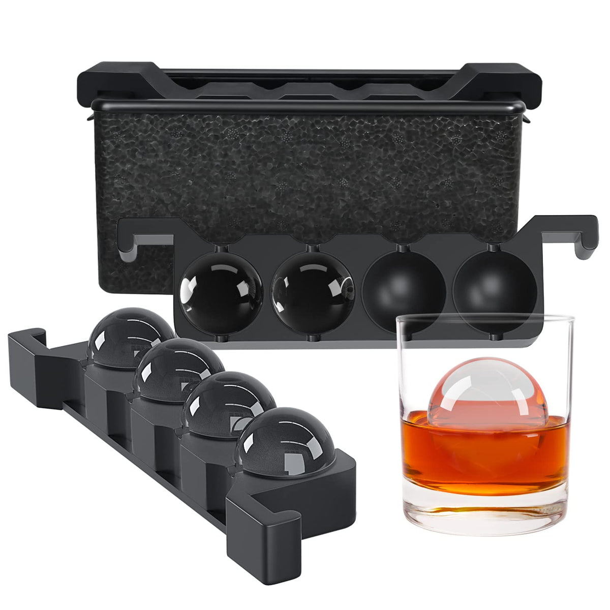 TINANA ice sphere maker with eight clear balls for cocktails.