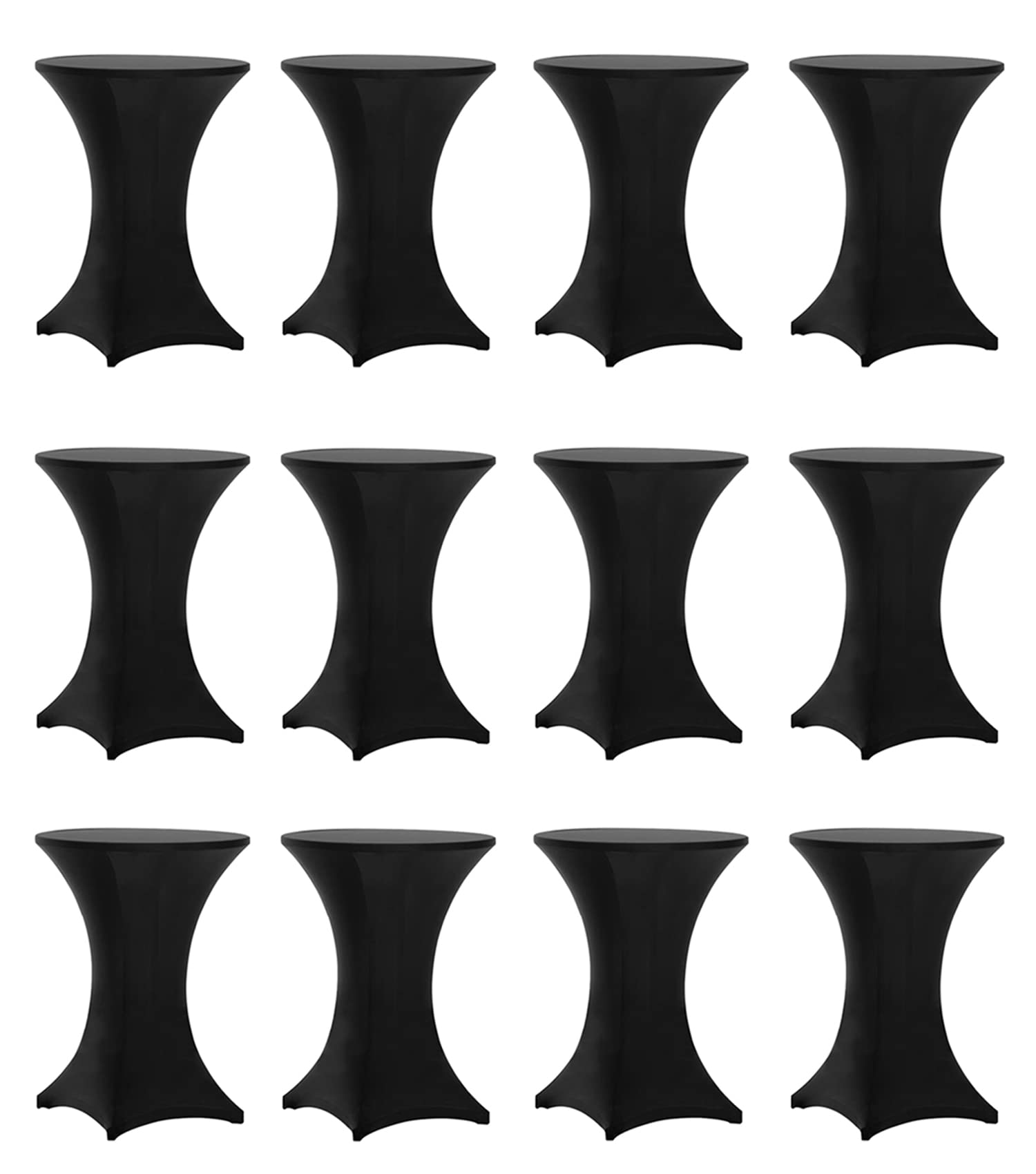 Tina's 12-pack highboy spandex table cover in black for a polished event setup