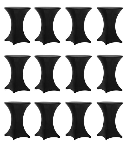 Tina's 12-pack highboy spandex table cover in black for a polished event setup