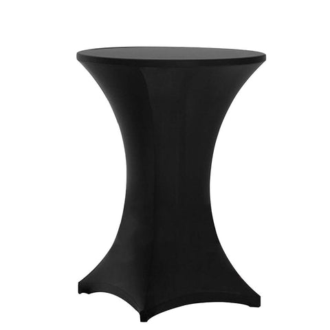 Tina's 32-inch round 43-inch tall tablecloth provides a snug, wrinkle-free fit