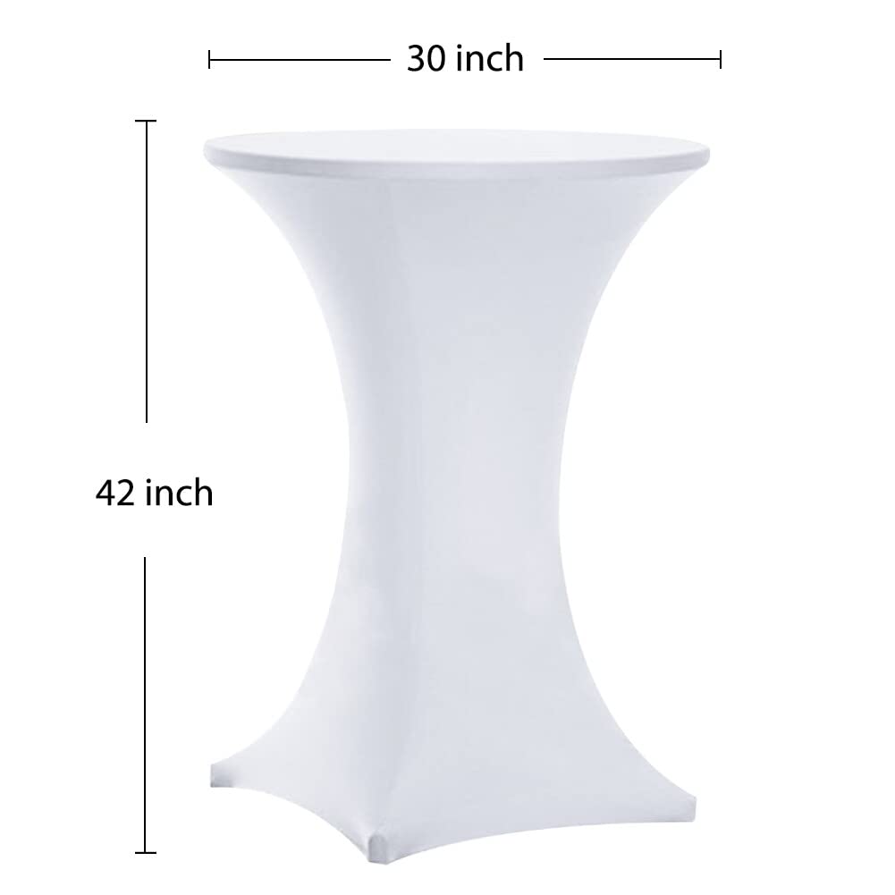 White spandex over high-top table set for weddings and bars