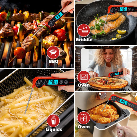Tinerray digital meat thermometer folded-probe for compact storage.