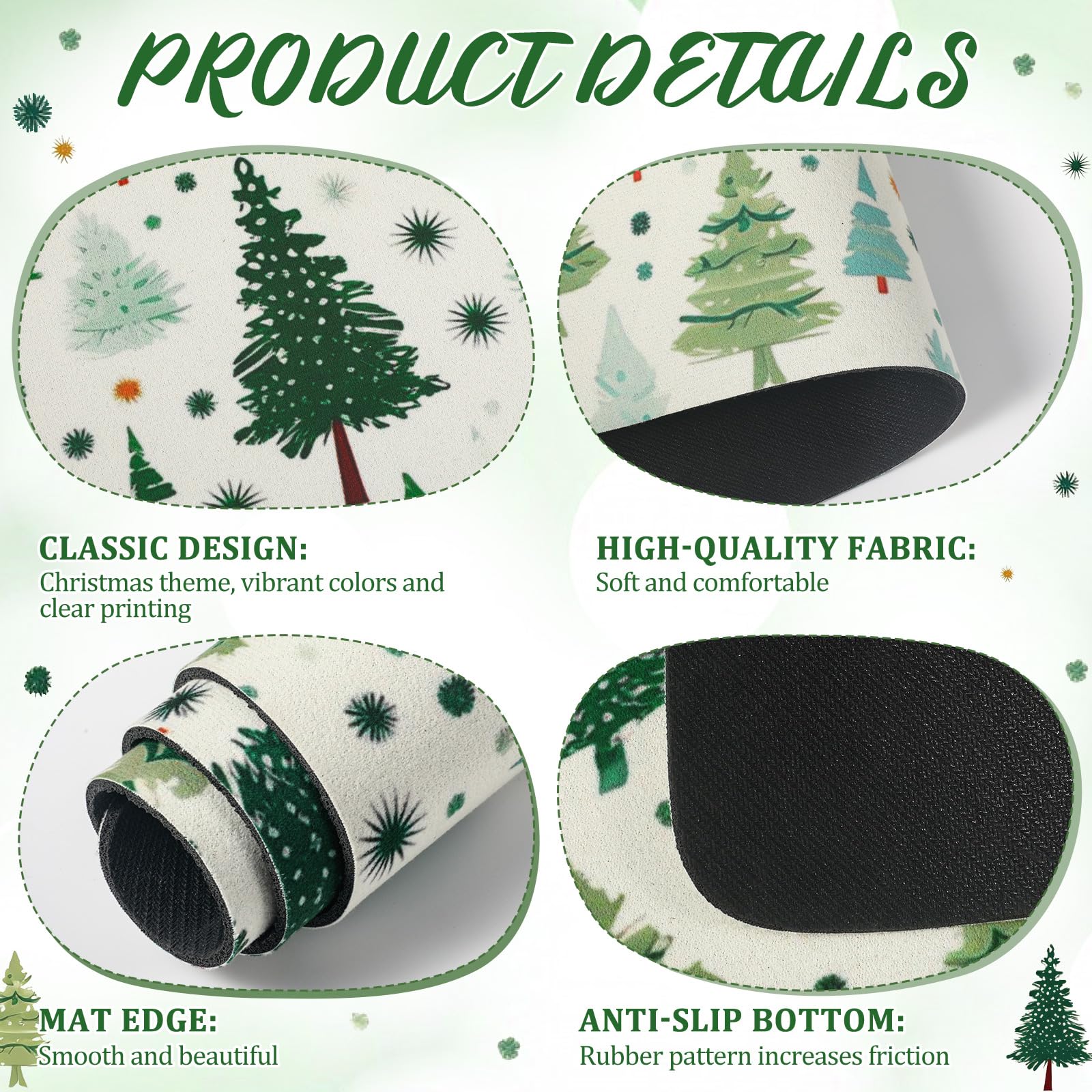 Tinideya Christmas tree drying mat back features non-slip rubber grip