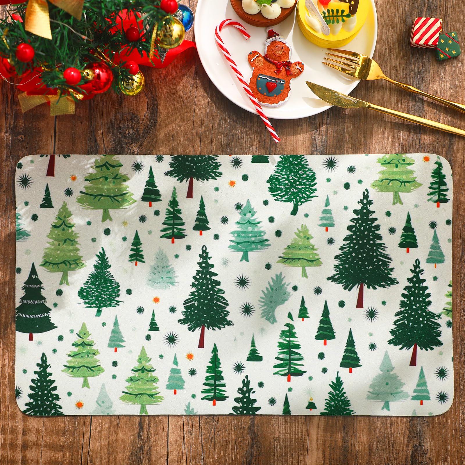 Tinideya holiday drying mat on dining table protecting surfaces from spills