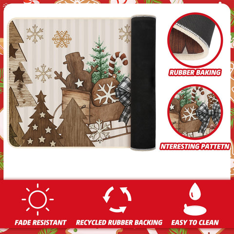 Tinideya sleigh-snow-design kitchen mat 17x47 supports comfortable standing during prep.