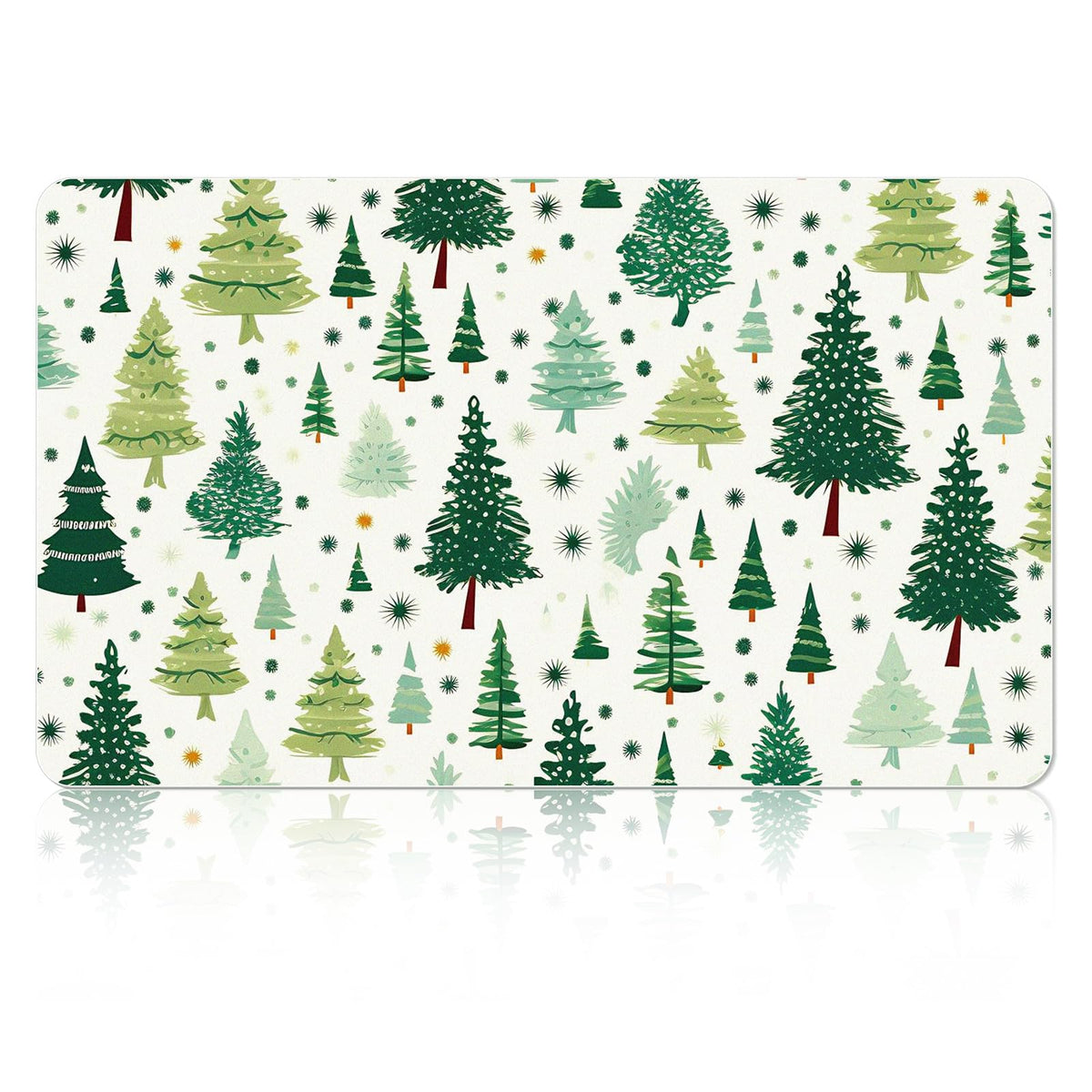 Tinideya winter dish drying mat with Christmas tree pattern on 12x20 inch surface
