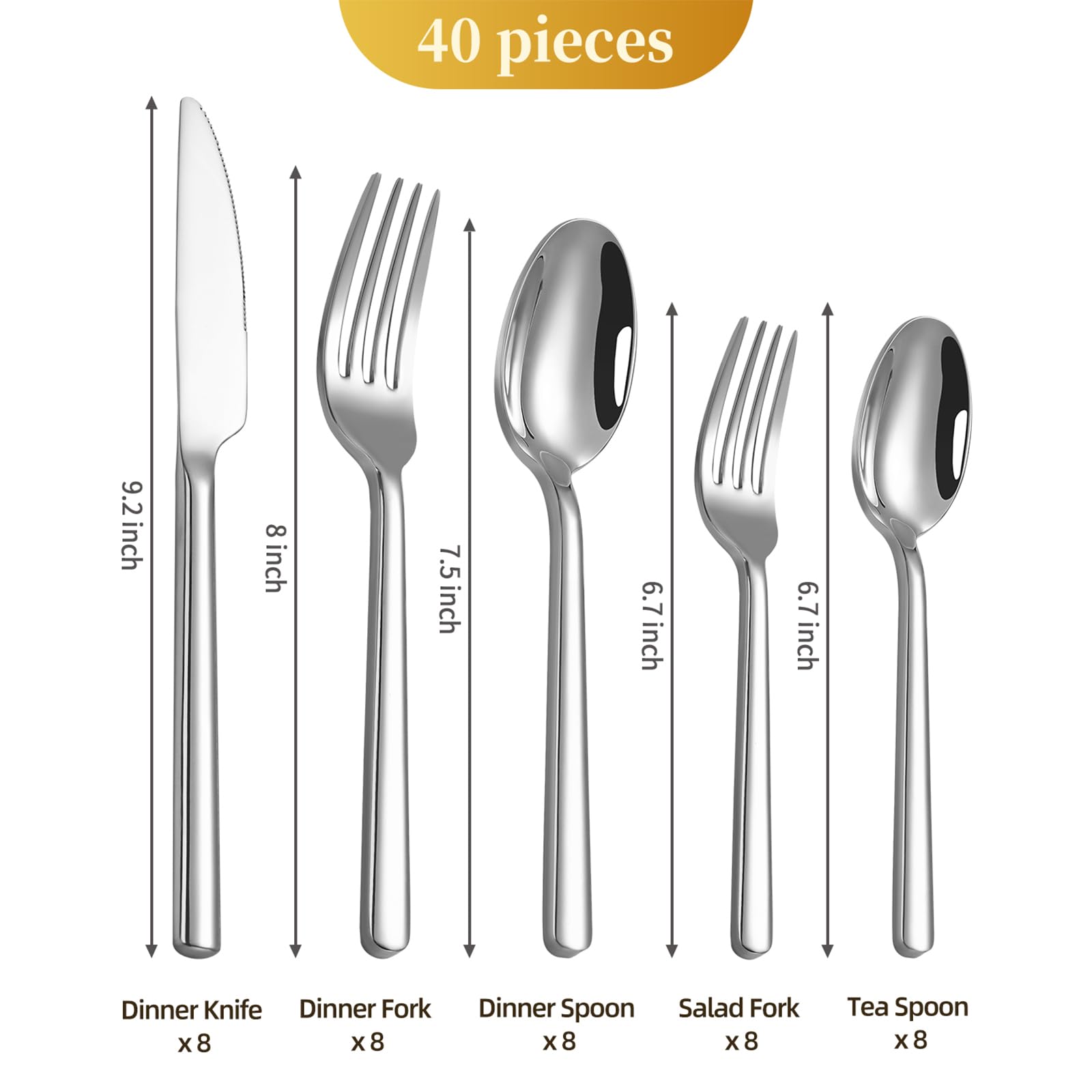 Tinina silverware with mirror-polished finish adds shine