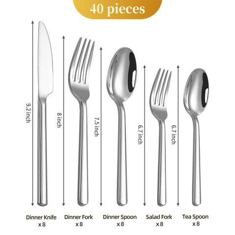 Tinina silverware with mirror-polished finish adds shine