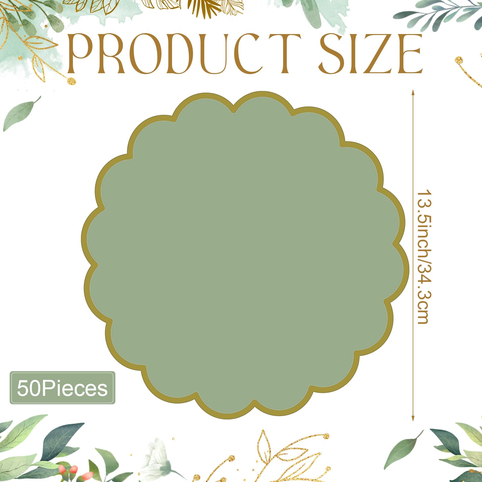 Close-up of Tinlade sage green placemats with gold border