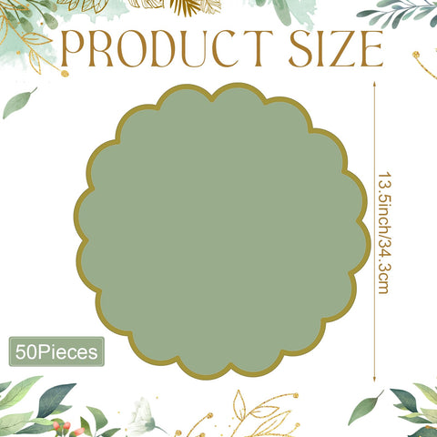Close-up of Tinlade sage green placemats with gold border