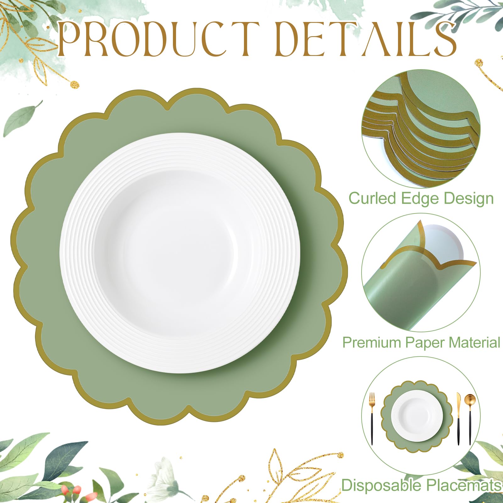 Tinlade sage green placemats on dining table for stylish setting