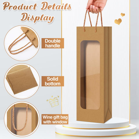 Tioncy 24-pack brown gift bags for bulk wine gifting
