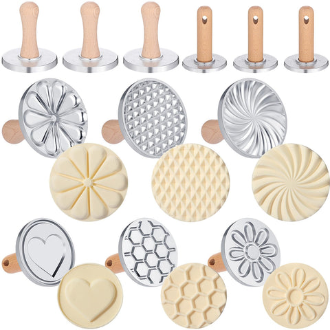 Tioncy 6-piece cookie stamps set with varied patterns for decorative cookies.