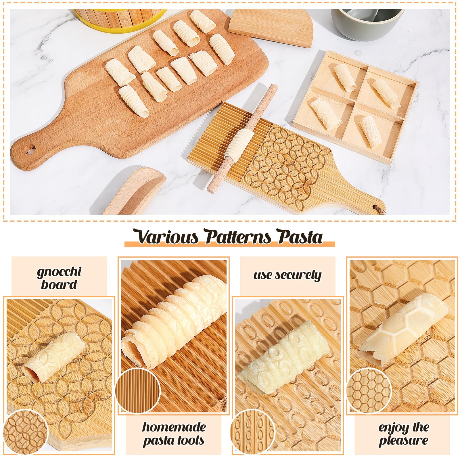 Tioncy gnocchi board with four textures for varied shapes