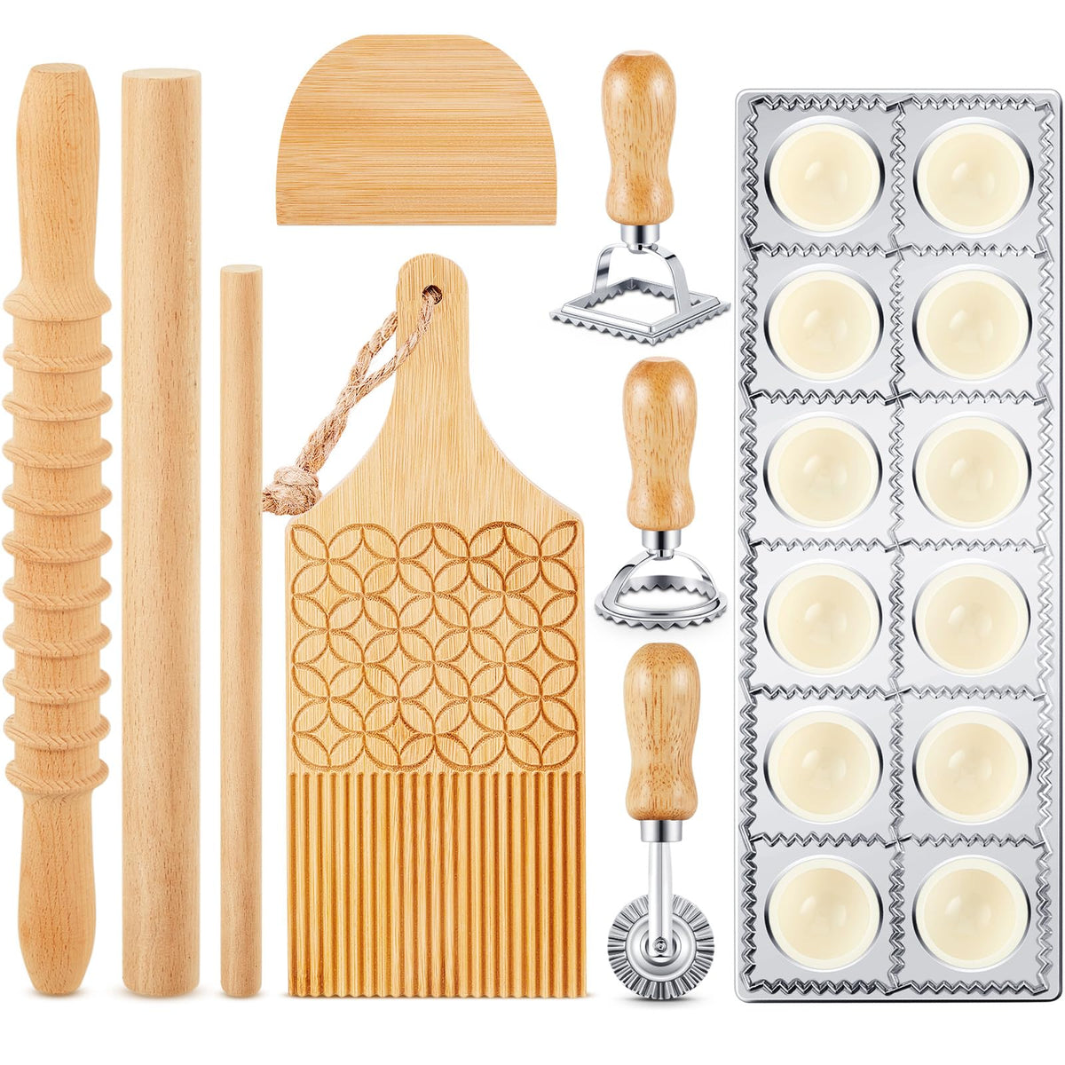 Tioncy ravioli press with 12-hole grid for homemade ravioli