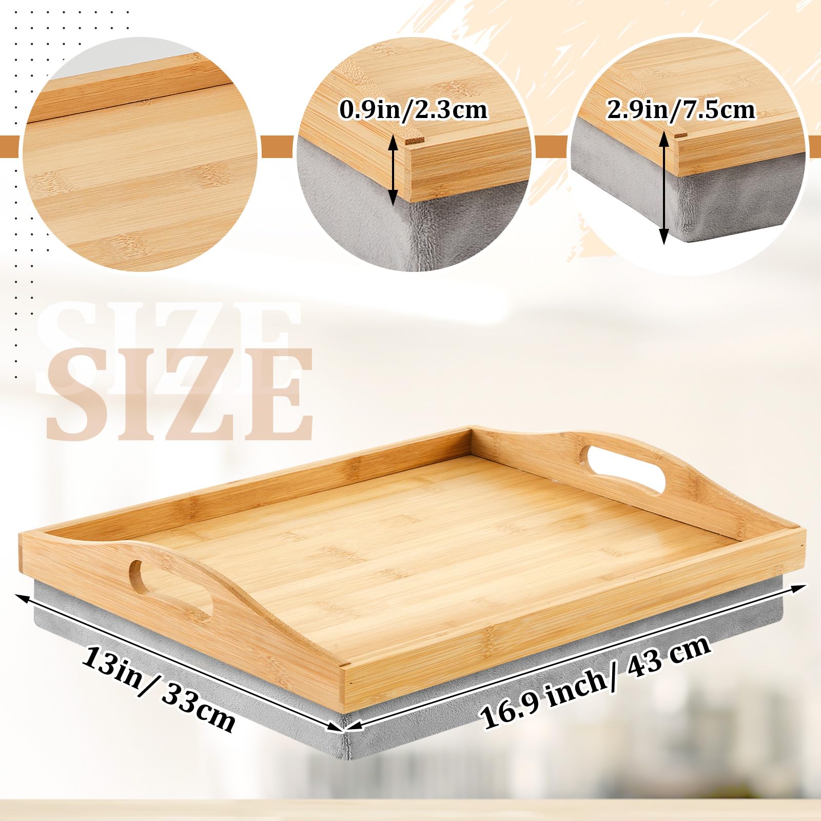 Tioncy bamboo lap tray wood surface supports laptop or book