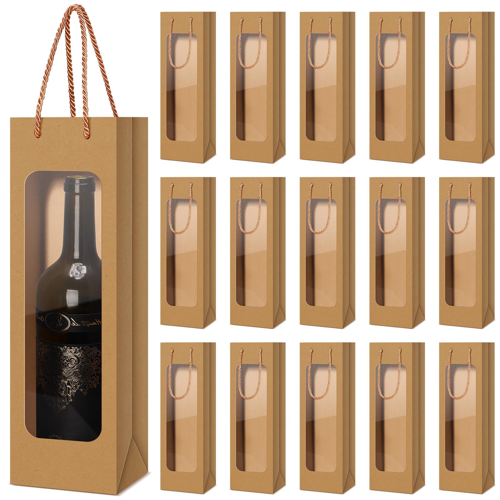 Tioncy brown wine bag with handles for gift transport and presentation
