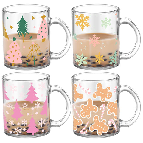 Tioncy Christmas mug set with four festive styles for daily coffee moments