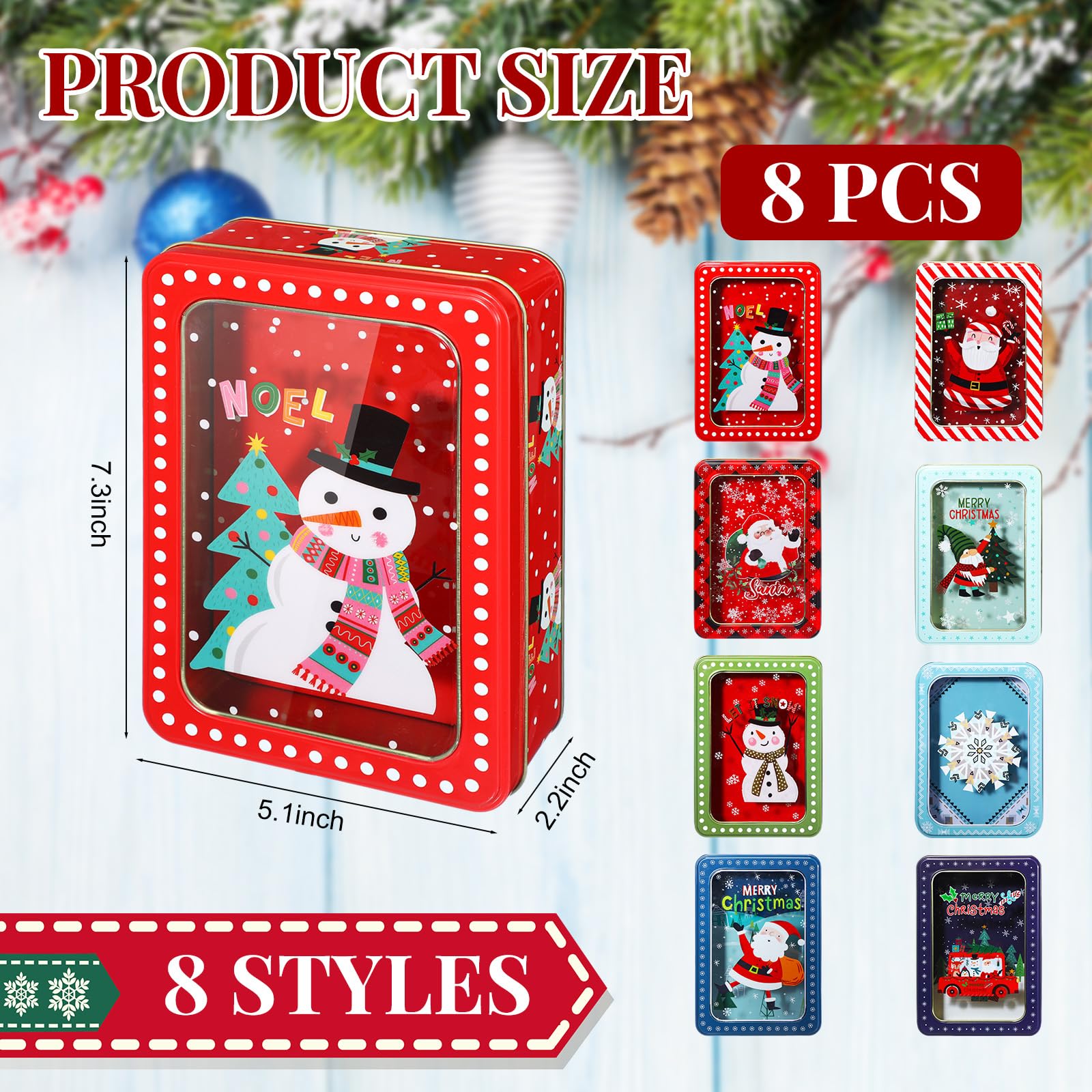 Tioncy Christmas tins in festive colors for eye-catching gift presentation