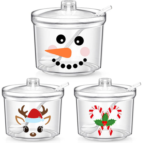 Tioncy clear acrylic sugar bowl with lid and spoon for easy serving