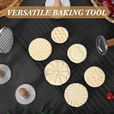 Tioncy embossing stamps for 2-4 inch cookies and pastries.