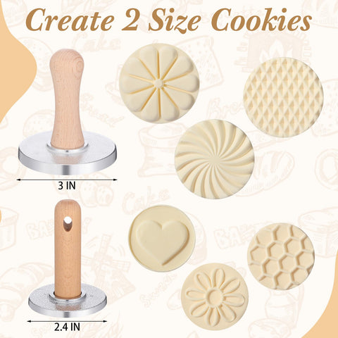 Tioncy embossed cookie stamps display intricate designs for decorative shortbread pastries.