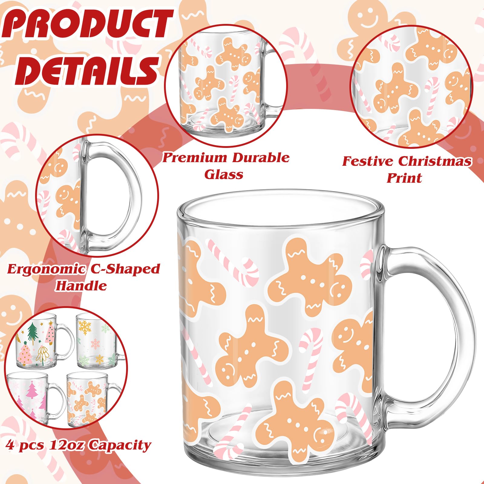 Tioncy gingerbread and snowflakes design mug adds holiday charm to beverages