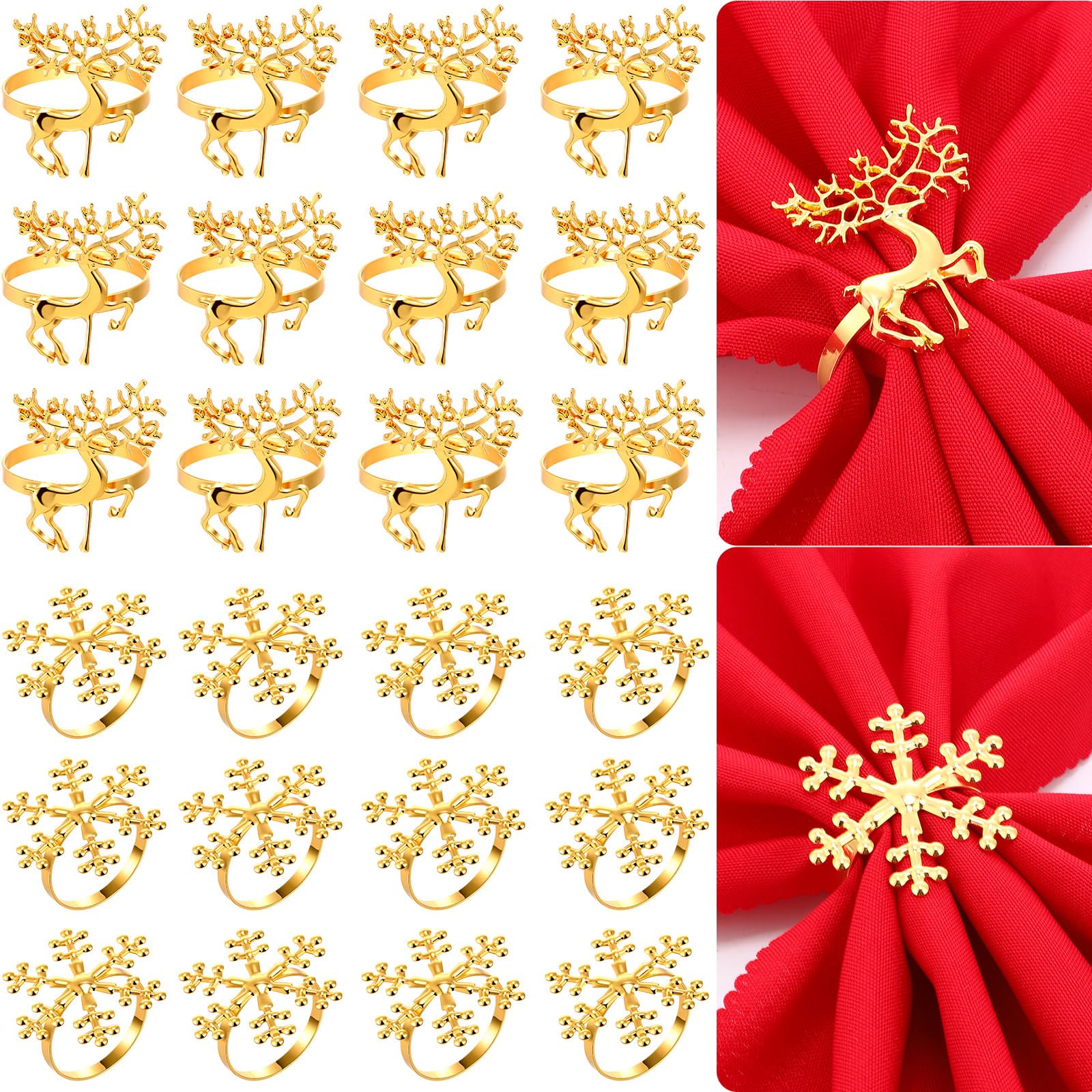 Tioncy gold deer napkin ring close-up showing durable alloy construction