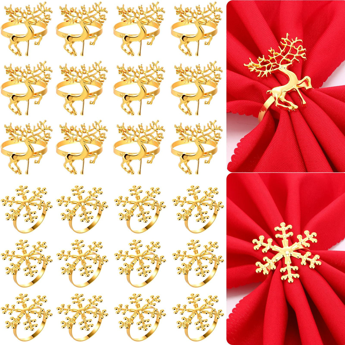 Tioncy gold deer napkin ring close-up showing durable alloy construction