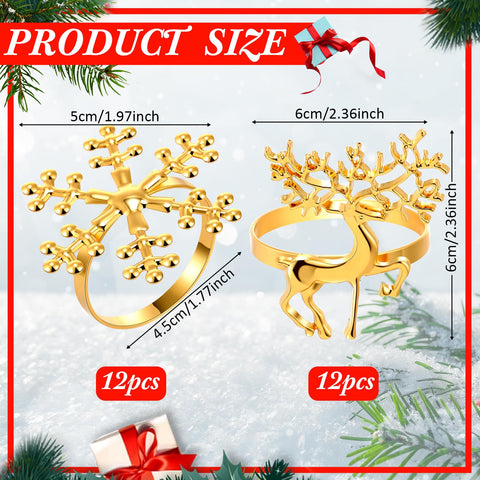 Tioncy gold snowflake napkin ring close-up highlighting festive shine