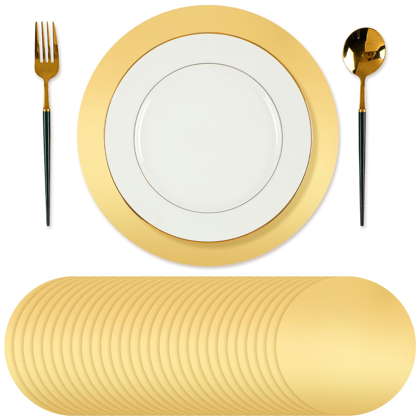Tioncy gold round placemats on table for elegant dining and easy cleanup