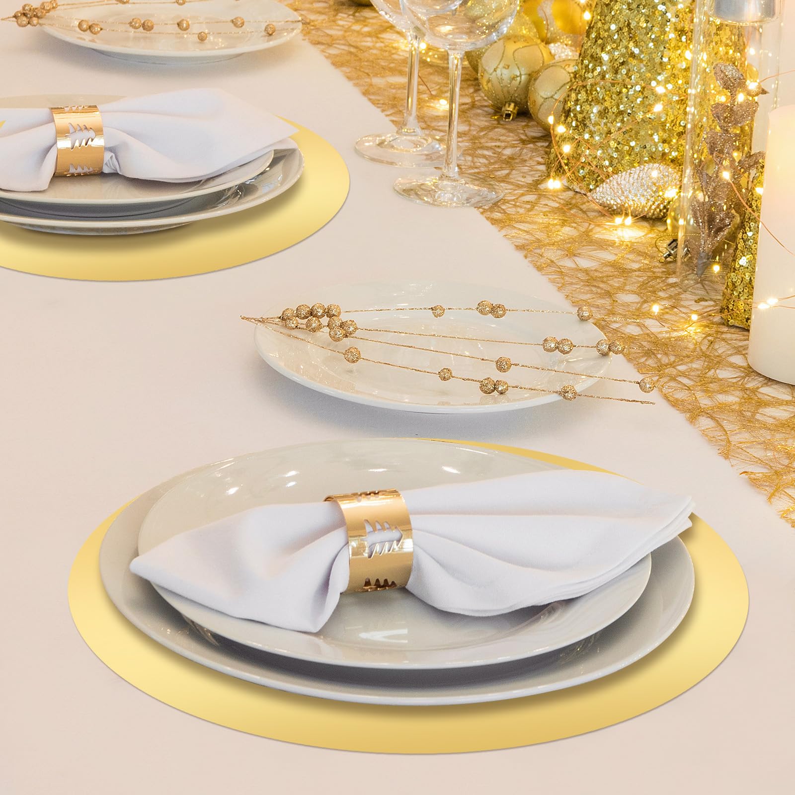 Tioncy gold placemats protect tabletops while adding sparkle