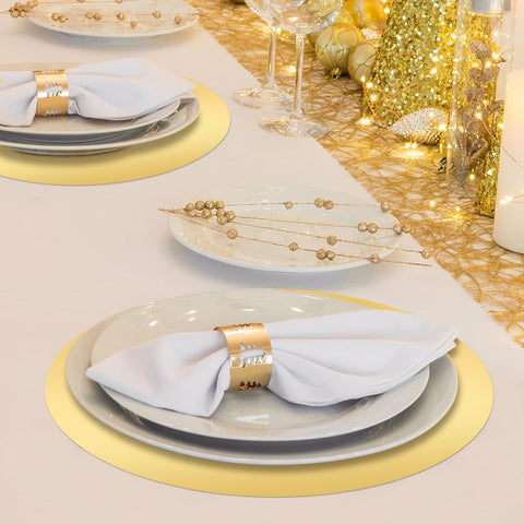 Tioncy gold placemats protect tabletops while adding sparkle
