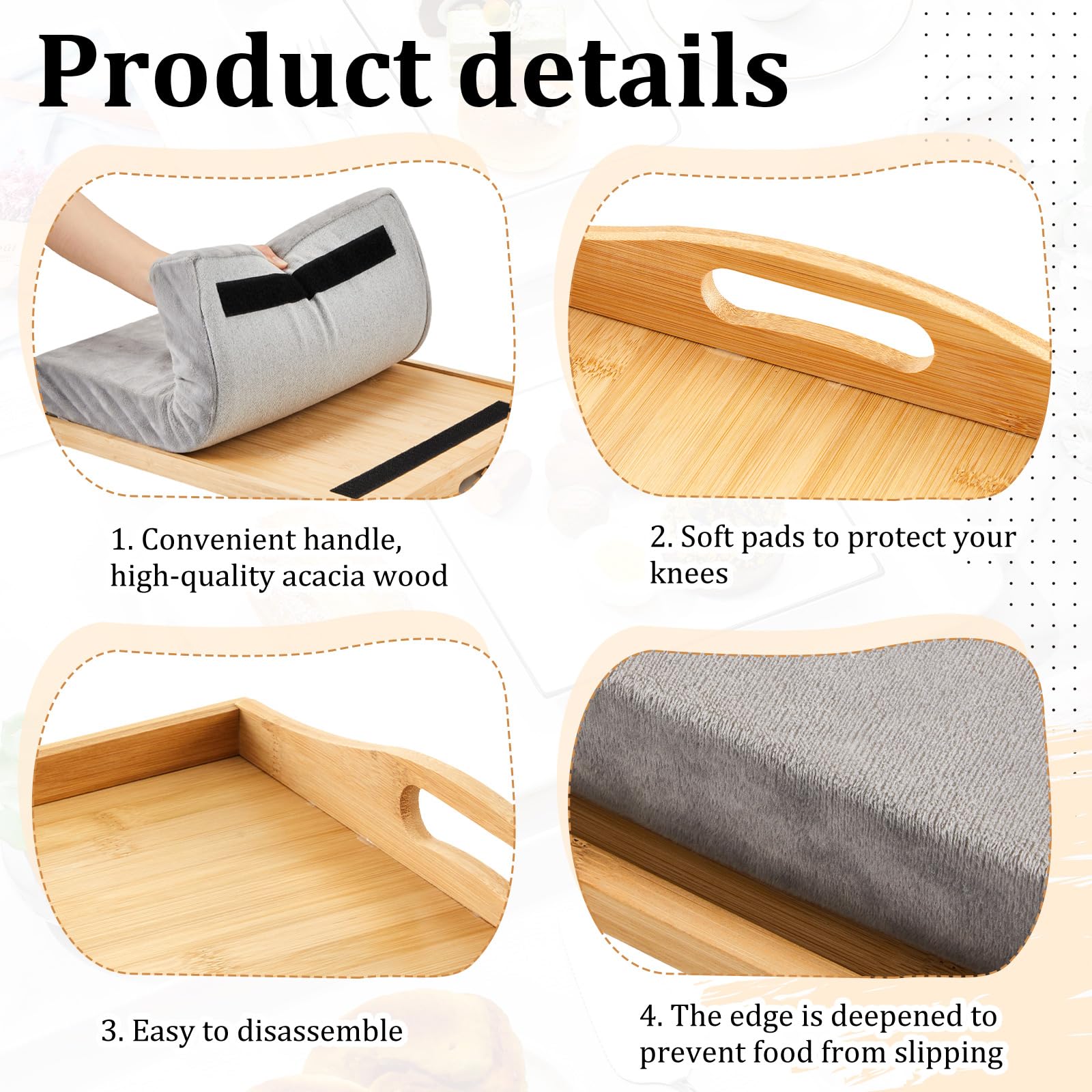 Tioncy lap tray serves breakfast in bed with stability