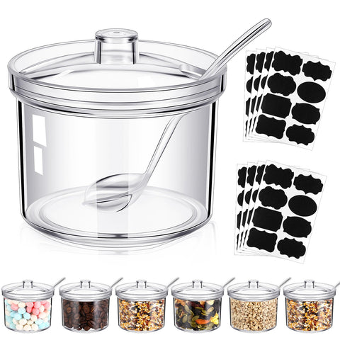 Tioncy sugar jars with lid and spoon in clear acrylic, easy to reuse for party setups.