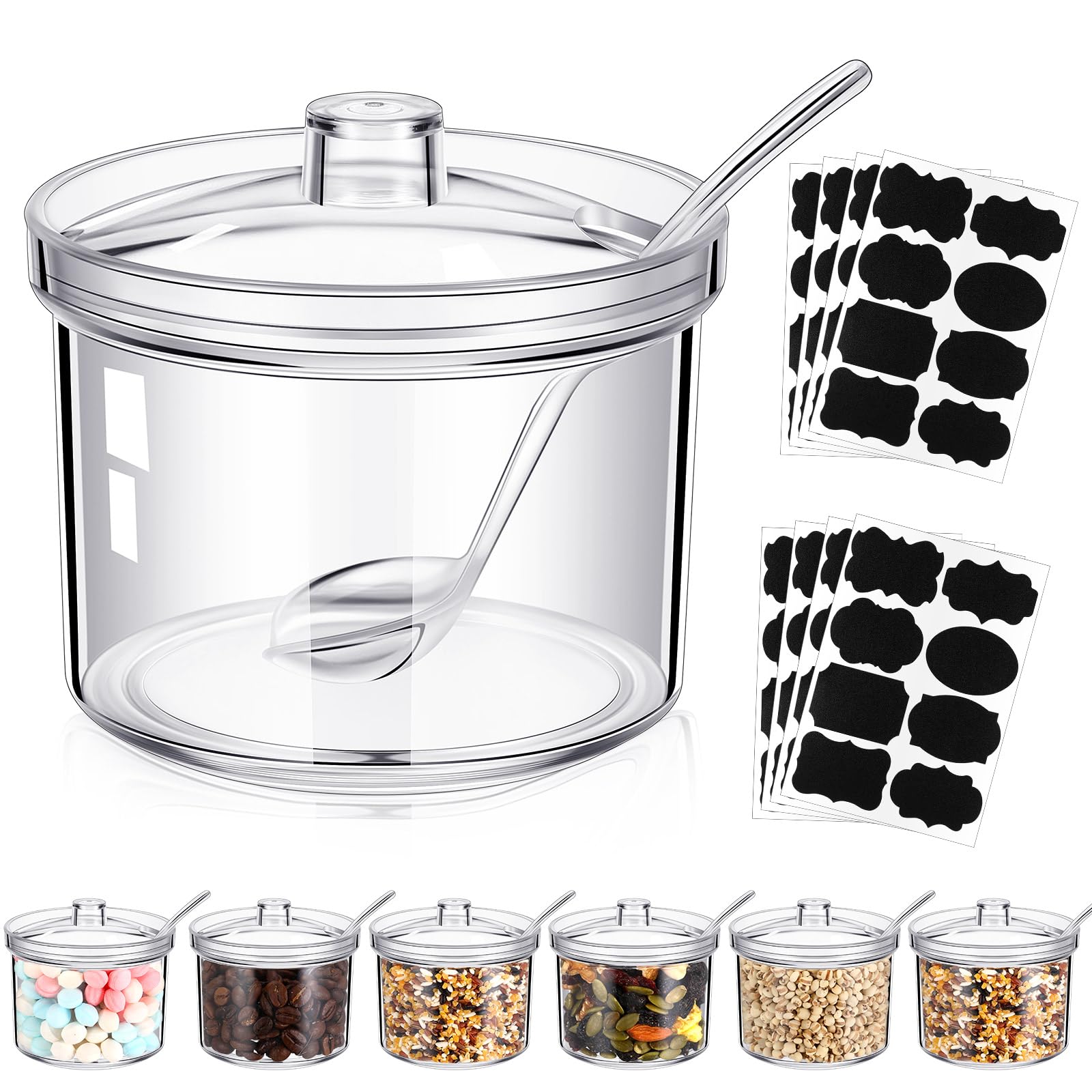 Tioncy sugar jars with lid and spoon organized on a kitchen counter for easy serving